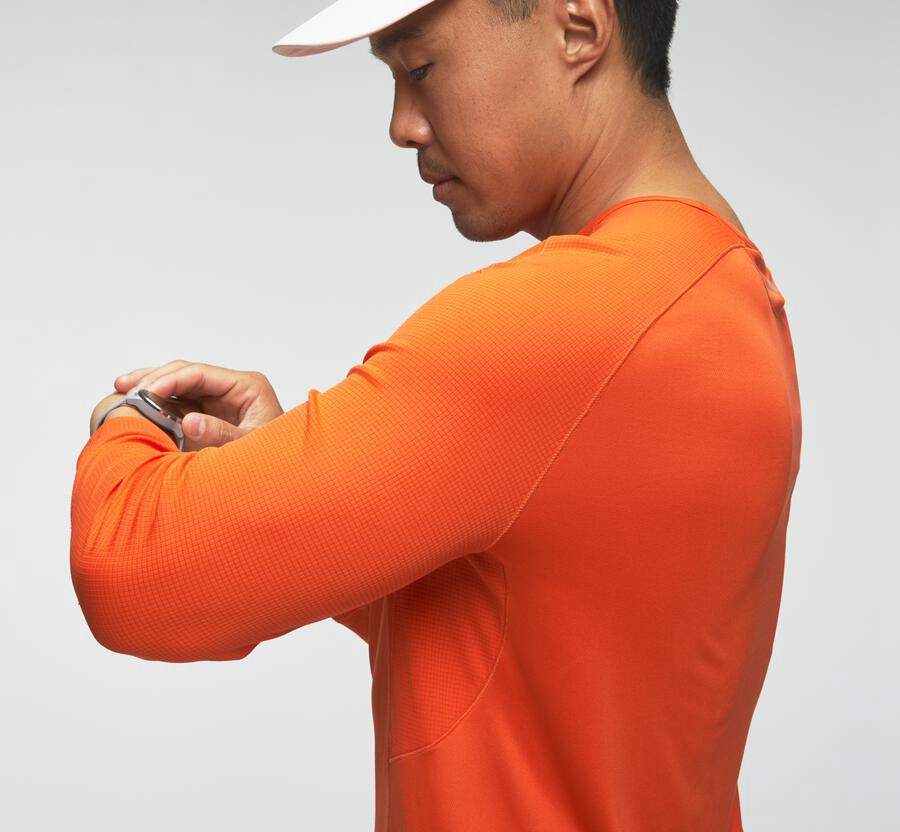 Hoka One One Top Herre - Performance 3/4 Sleeve - Orange - 149768DGQ